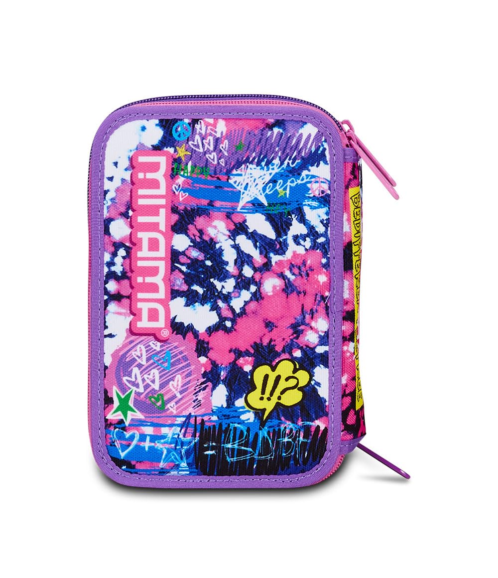 Mitama Astuccio Scuola 3 Scomparti, HEY DYE, Contenuto 47 pz, Completo di Matite, Pennarelli, Portapenne Scuola Elementare Bambina
