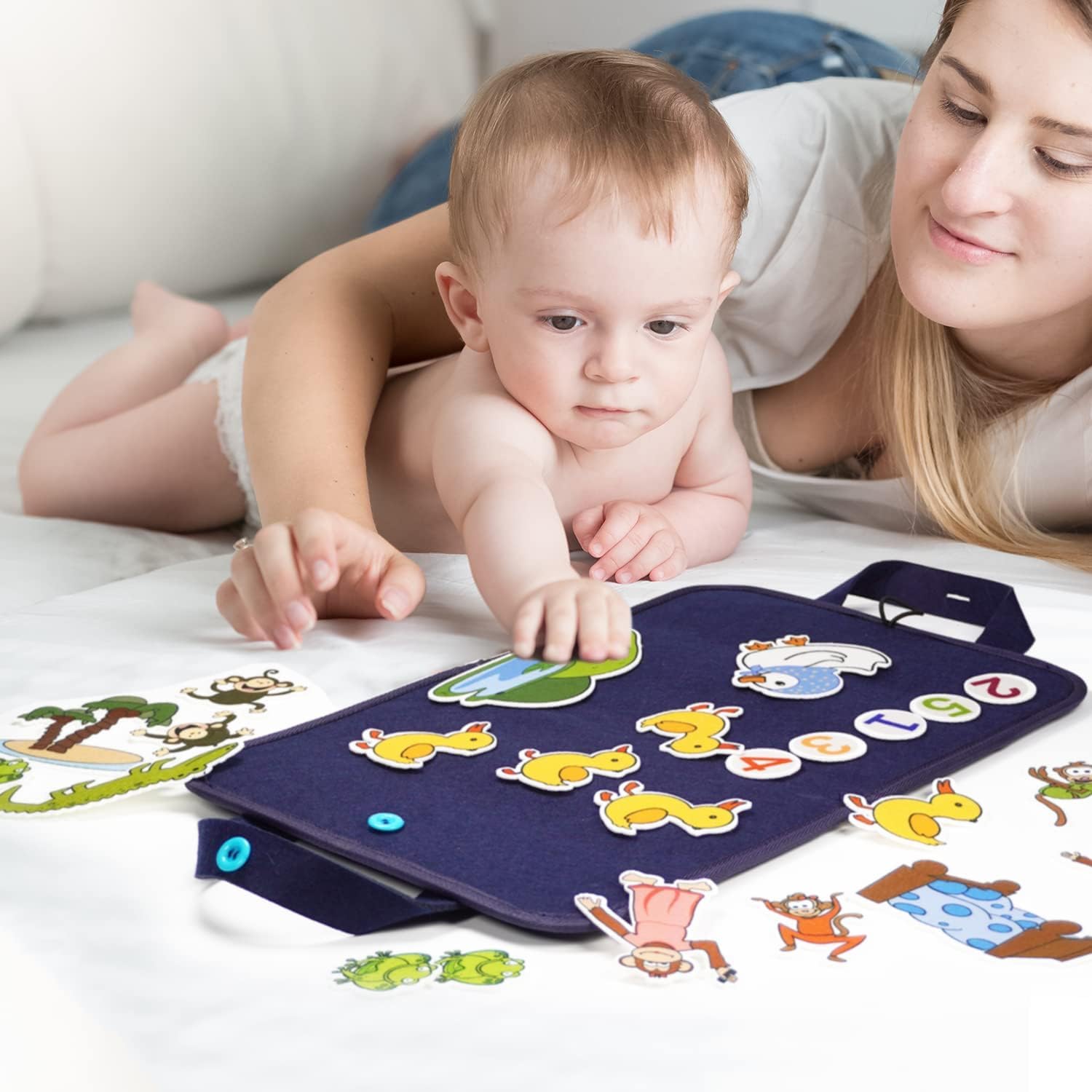 CHEFAN Felt Board for Toddlers, 5 Little Ducks and Other 3 Stories, Itsy Bitsy Spider and Other 9 Stories