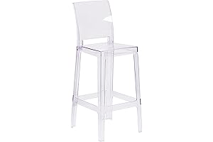 Flash Furniture Ghost Barstool with Square Back - Transparent Crystal