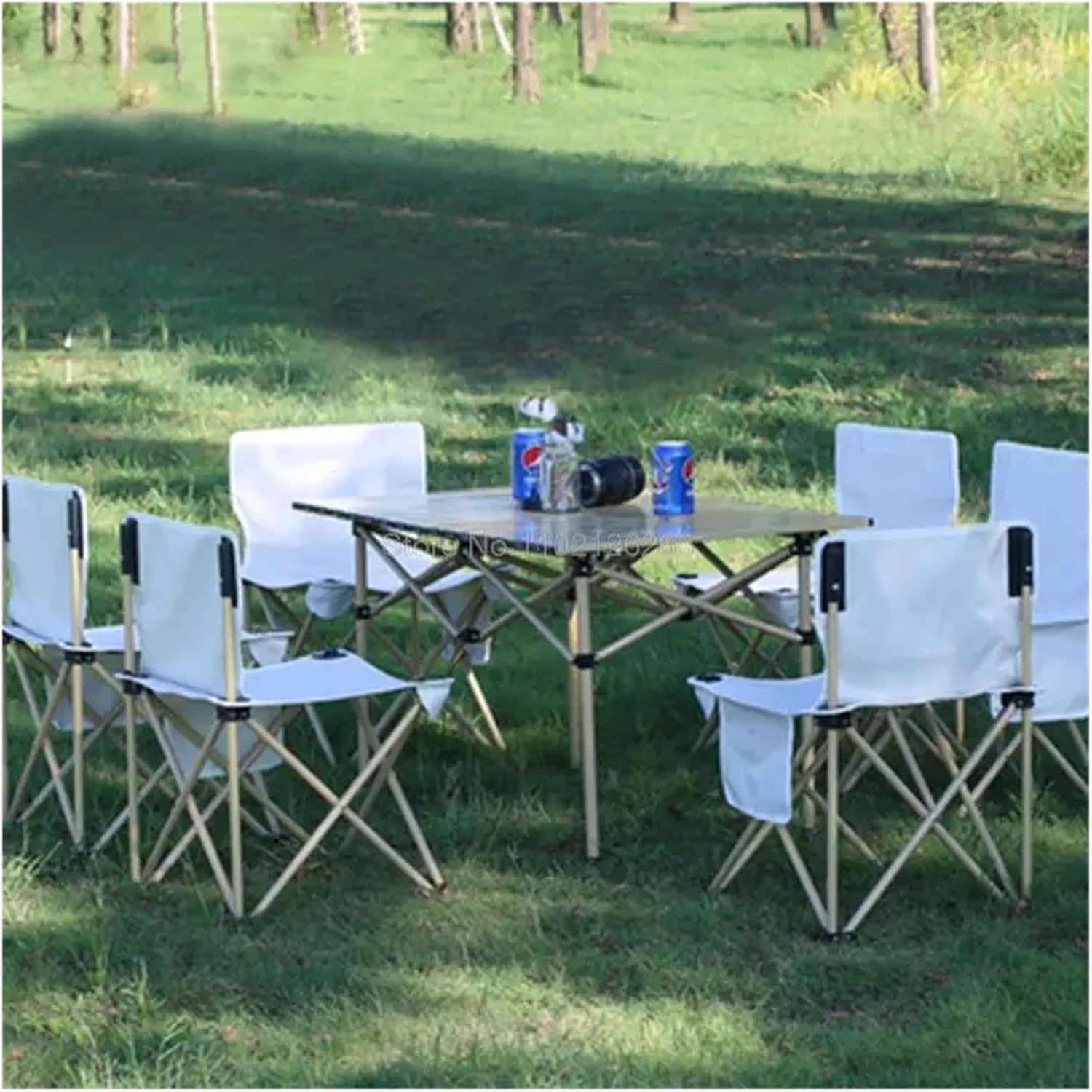 Portable Outdoor Table and Chair Set Folding Picnic Table Self-Driving Camping Table Aluminum Alloy Car Egg Roll Table(53x51x50cm)