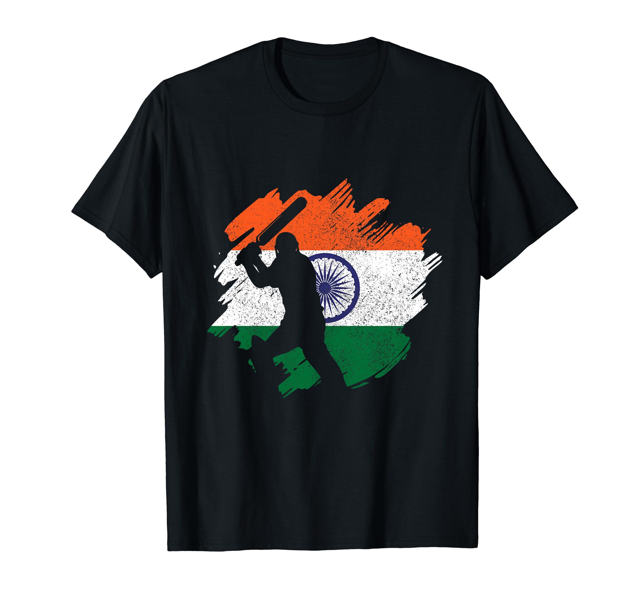 We Love CricketIndia Cricketer Vintage Indian Flag T-Shirt
