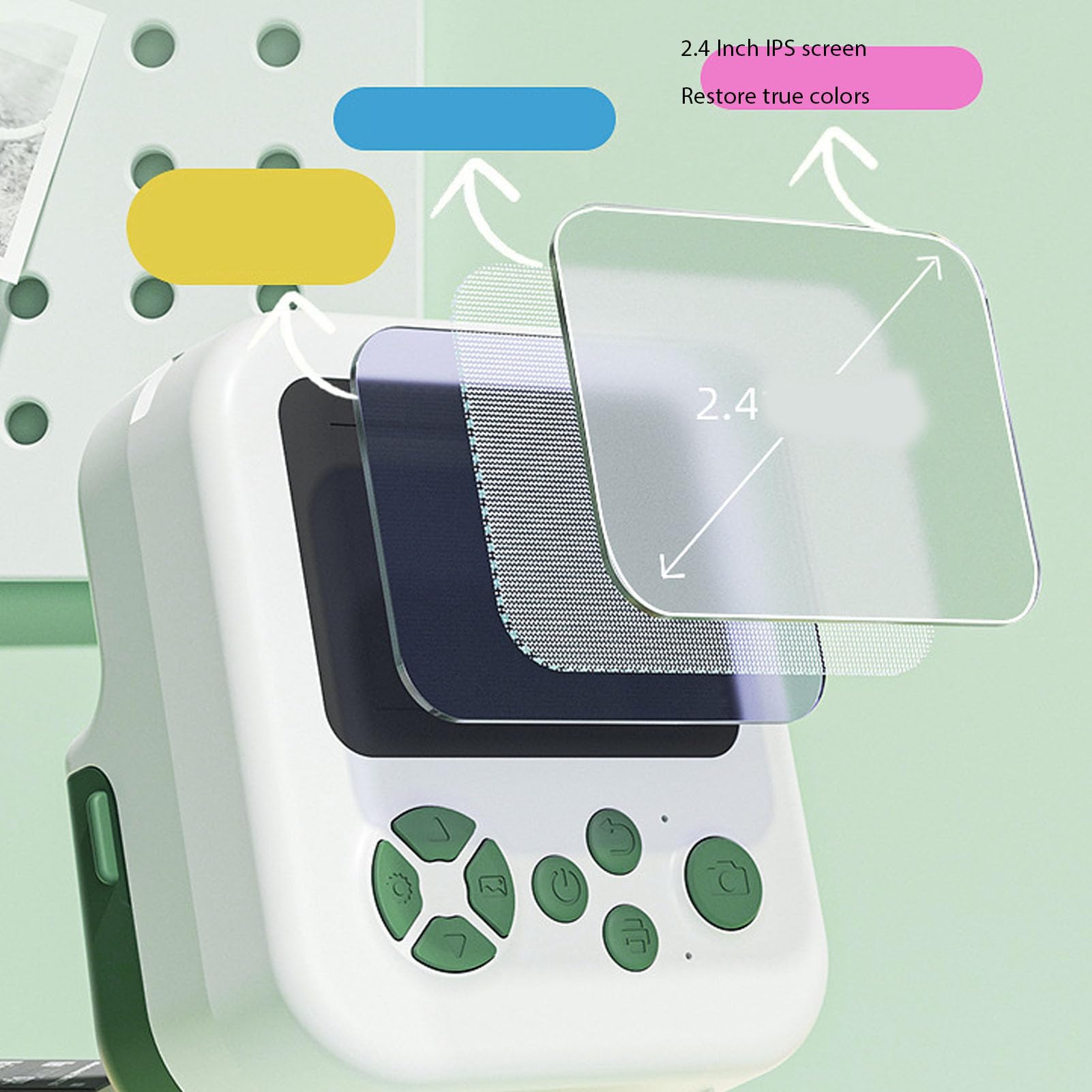 Fotocamera a Stampa Istantanea, Fotocamere Digitali per Foto a Stampa Istantanea HD da 48 MP, Fotocamera Istantanea per Selfie con Schermo IPS da 2,4 Pollici con Obiettivo (verde