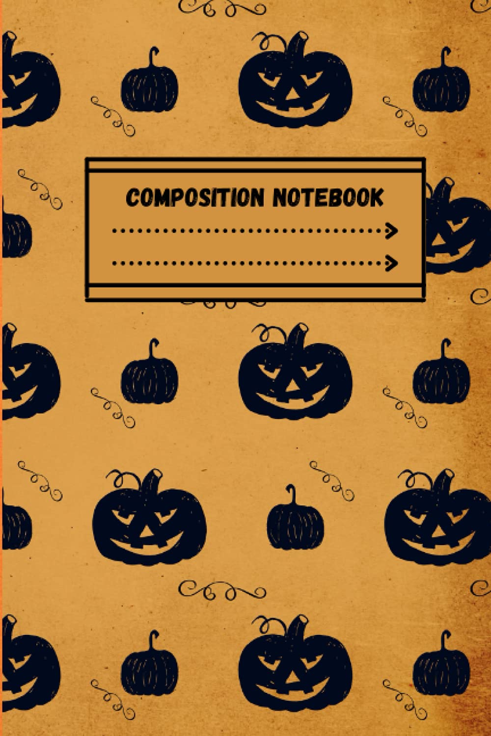 Composition Notebook: Halloween Pumpkin Notebook, White Lined College Ruled Paper 100 Pages - Large Size 6 x 9