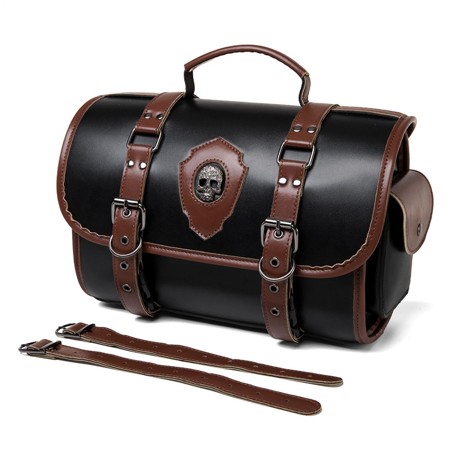 Sac à Outils pour Moto Outil De Rangement Multi-en Cuir PU Design Vintage | Outil Accessoires Moto Pour Siège Arrière Et Cadre Latéral, Équipement D'Entretien Et Fournitures Quotidiennes Pour