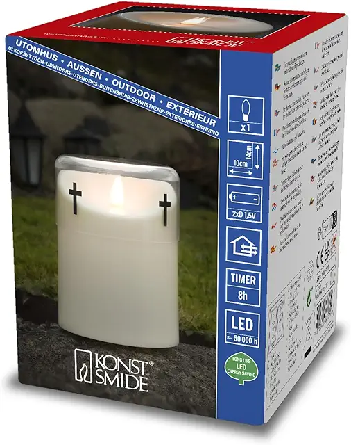 LED Memory Grave Light with 8-Hour Timer, Battery Operated, IP44 Waterproof