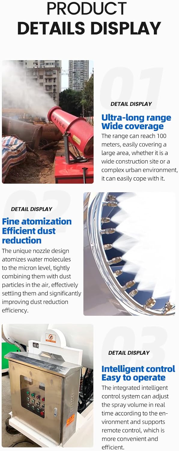 20 Litre Fogging Machine Fog Cannon Dust Spray, Portable Water Mist Sprayer with Adjustable Range, Compact Dust Control System for Workshops, Construction Sites, Warehouses and Outdoor Work Areas