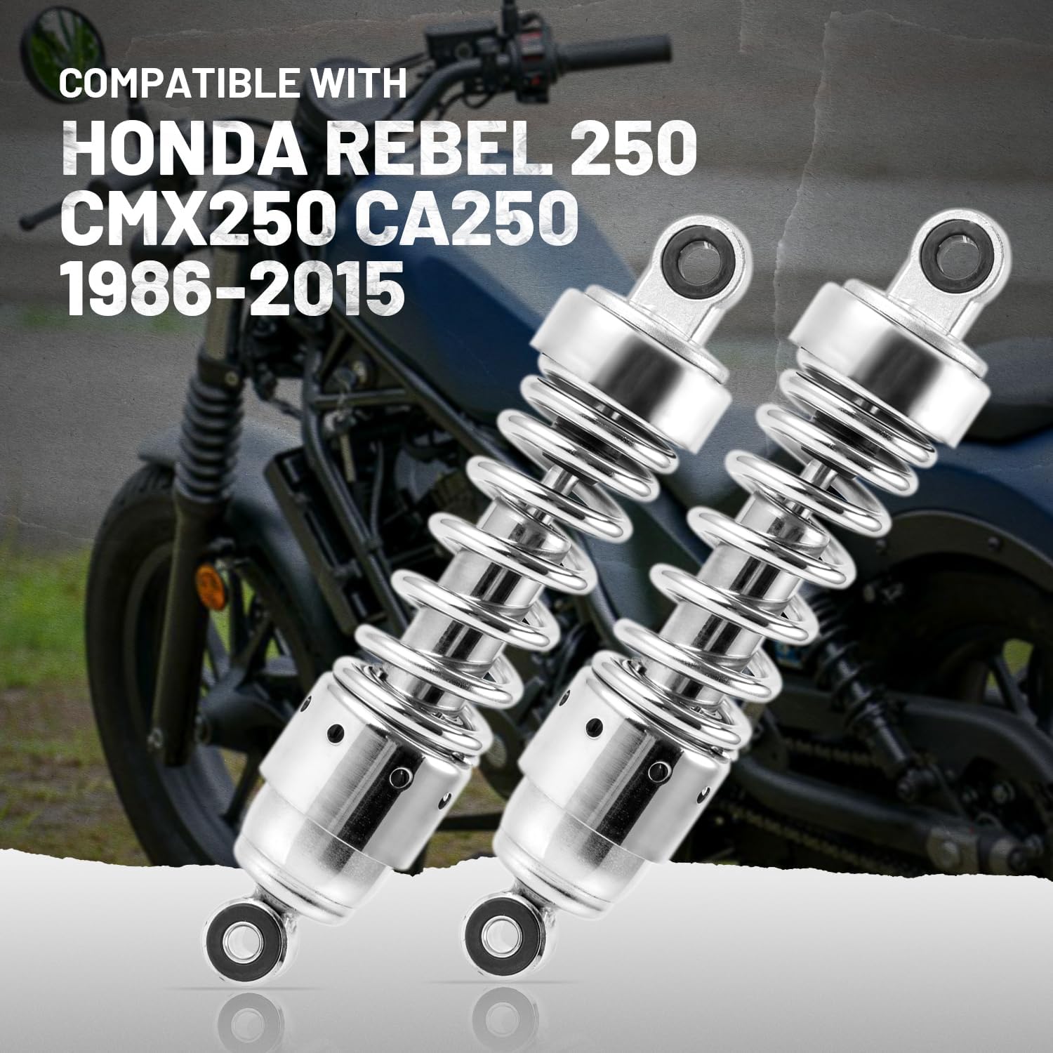 10.5” Chrome Pair Rear Shocks Absorber Suspension Compatible with Honda Rebel 250 CMX250 CMX 250 CA250 1986-2015 Classic Style