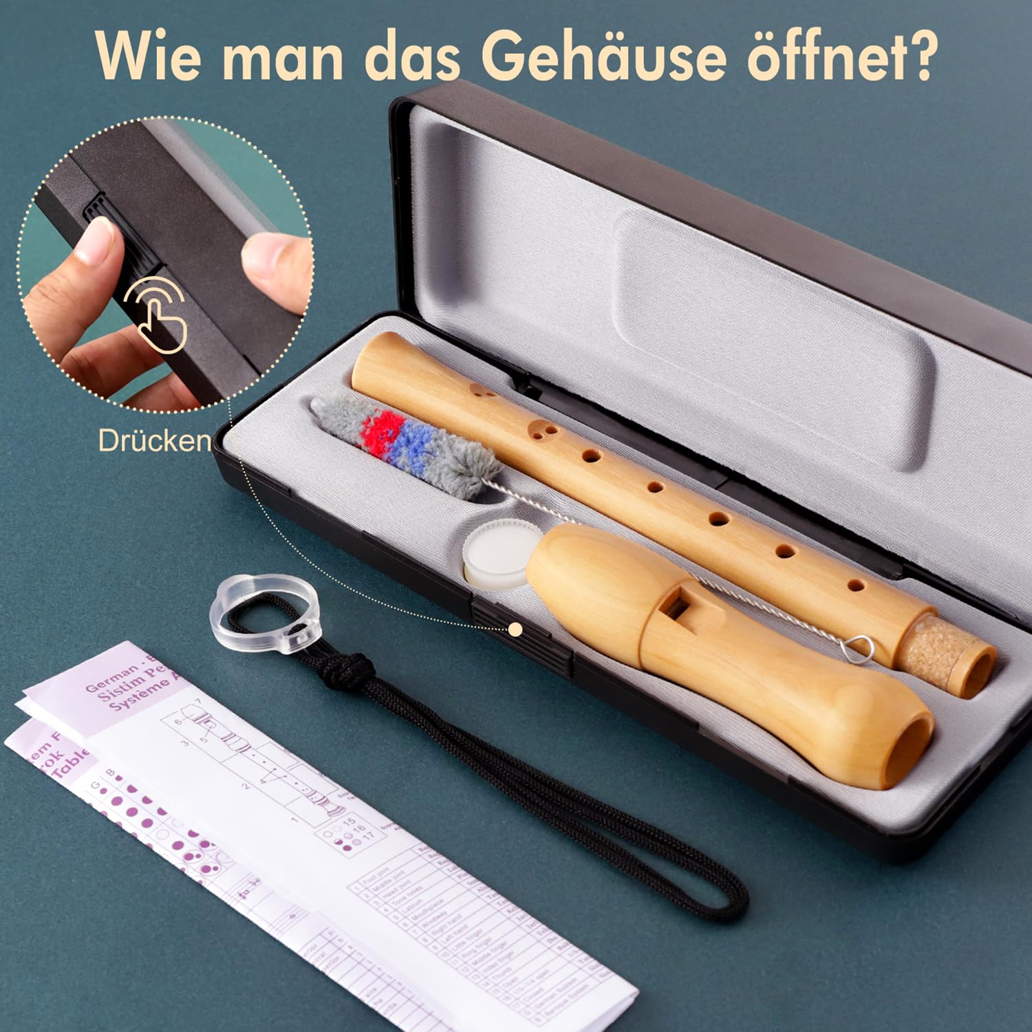 Fansjoy Wooden Recorder, 8-Hole Descant Soprano Recorder Instrument with Case & Cleaning Kit, English/Baroque Fingering - Image 4