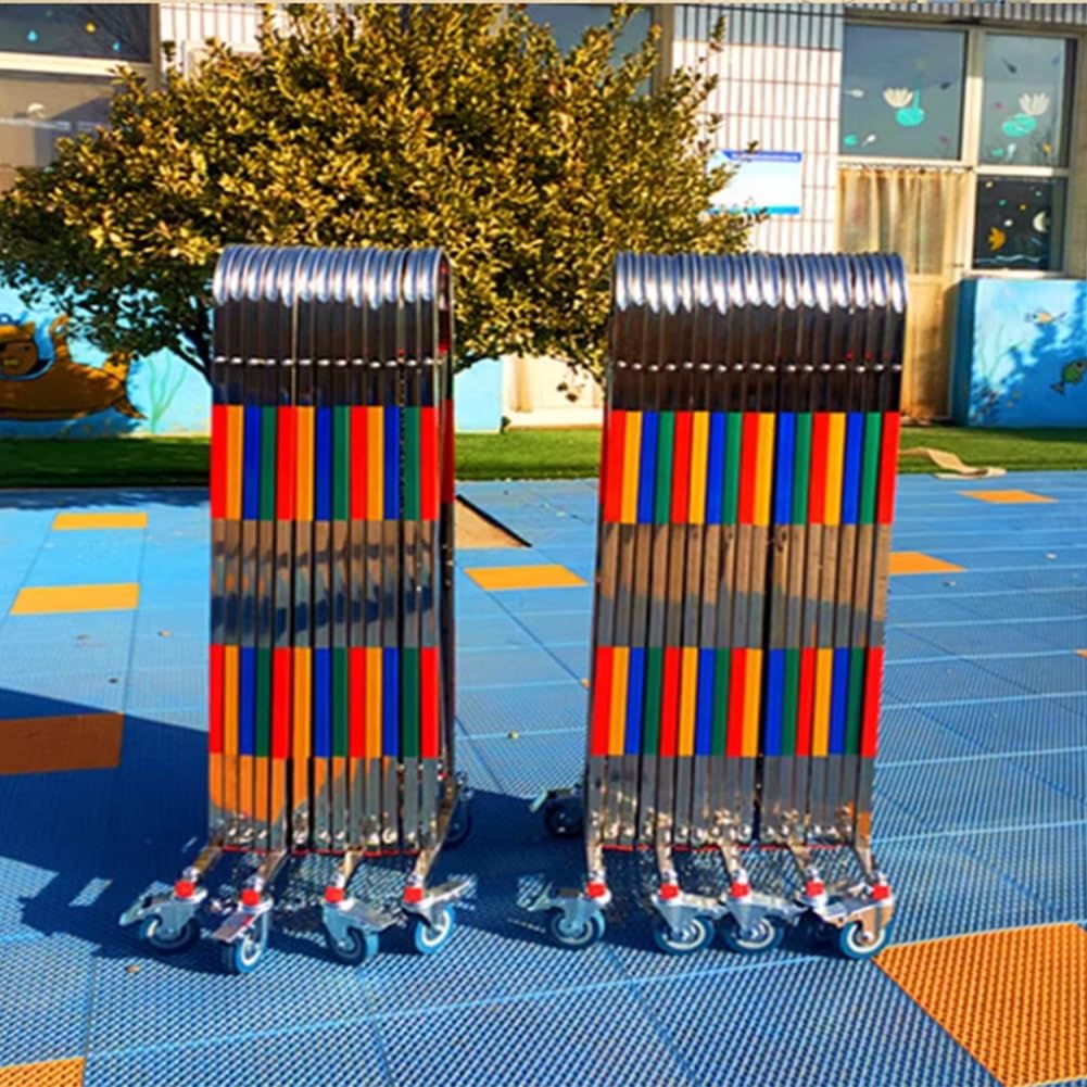 Genérico Barrera de tráfico retráctil y Extensible con Ruedas - Valla de Seguridad portátil para Control de multitudes y gestión de Eventos (1,3 x 4 m) - Ideal para Obras de construcción y Zonas de s