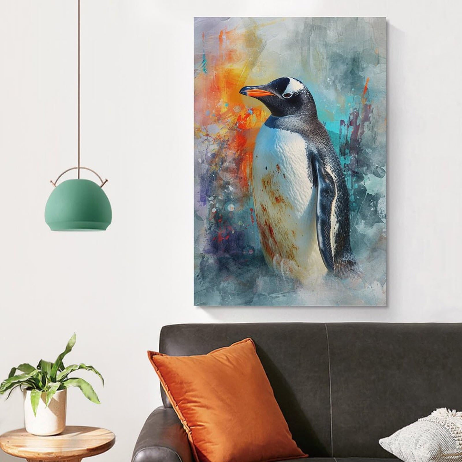 Amazon.co.jp: 絵画 かわいいペンギンの水彩画インテリア 絵画