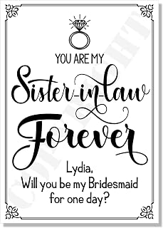Tarjetas de boda divertidas personalizadas Will you be our/my (cualquier papel, texto, colores), Papel mate blanco 300 gsm, Cuñada para siempre, A6 International (105 x 148 mm / 4.1 x 5.8 in)