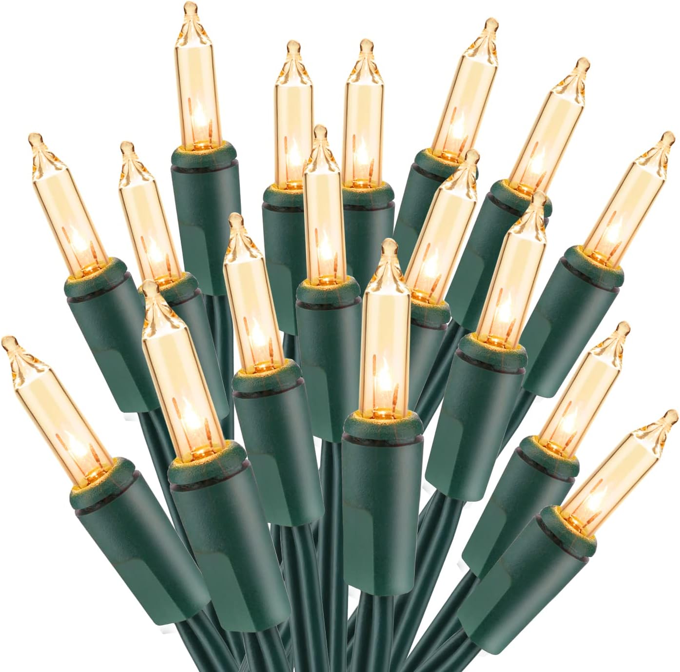 Christmas Lights, 21.63ft 100 Count Incandescent Clear Christmas Lights, UL Certified Outdoor Christmas Mini Light Connectable, Green Wire Tree Light Indoor for Home Party Decor, Warm White Christmas Lights, 21.63ft 100 Count Incandescent Clear Christmas Lights, UL Certified Outdoor Christmas Mini Light Connectable, Green Wire Tree Light Indoor for Home Party Decor, Warm White