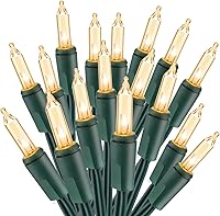 Vista 17 de ODEETRONIC Guirnalda de luces rojas de Navidad, 21.63 pies, 100 unidades, incandescentes, mini luces conectables, certificación UL, para interiores