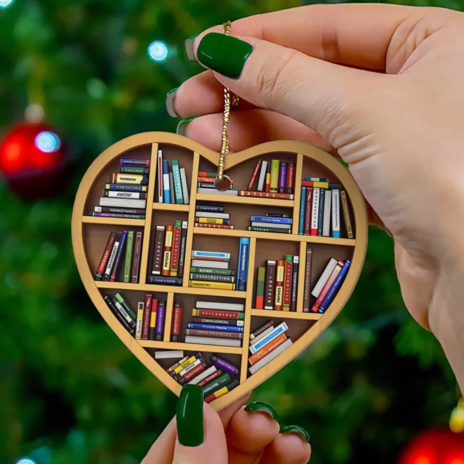 Larse 2022 Acrylic Ornament Book Lovers Heart Librarian Ornament, Gift for Her Lover Bookworm