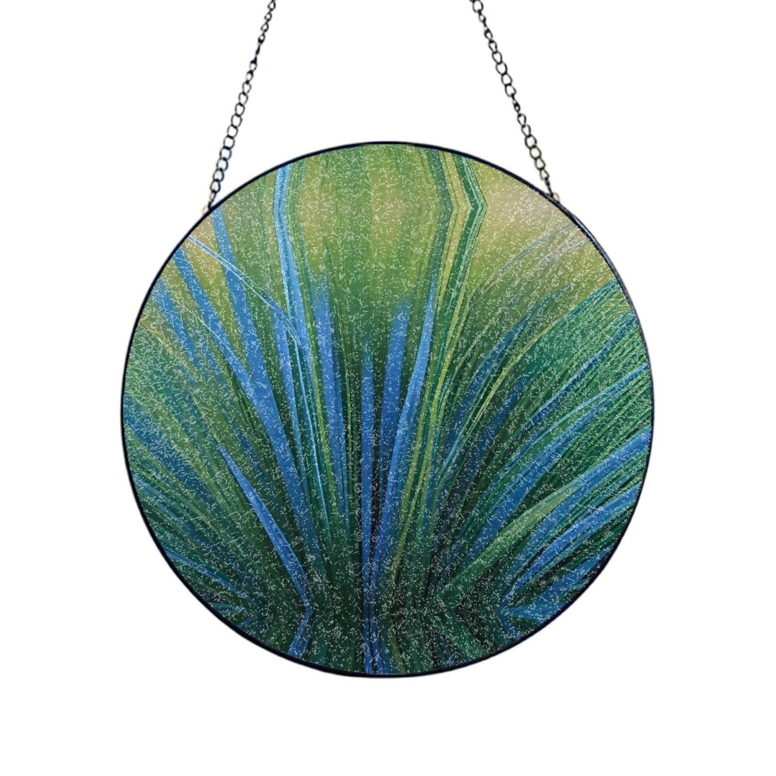Phayah Clump Of Water Grass Print Stained Glass Window Hanging Suncatcher For Door Terrace Garden Home Decor Sun Catcher Birthday Gifts For Lovers Dad Mom 12in（30cm）