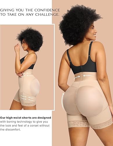 Miniatura 4 de SHAPELLX Pantalones cortos moldeadores de cuerpo de cintura alta para mujer, control de abdomen, adelgazantes, pantalones cortos para levantamiento