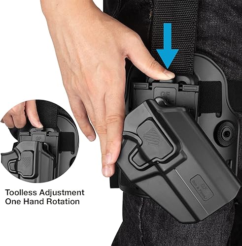 Miniatura 4 de Universal Tactical Drop Leg Holster, Optic Cut-Fit Most Pistol, Thigh Holster for Glock 17 19 19X 43X 26, Beretta 92FS, M&P 9mm/.40, Sig P320, Funda