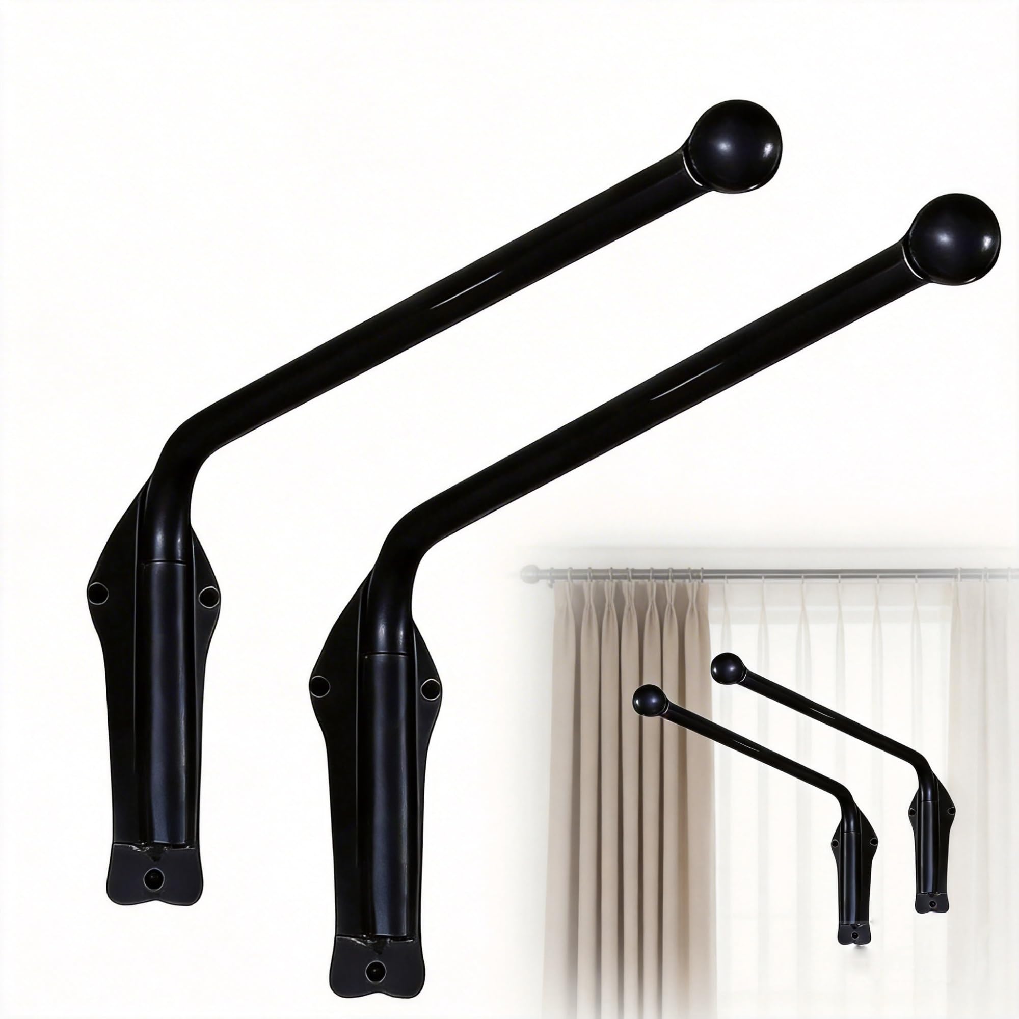 Bras de suspension pivotant rideaux noir 50cm présentoir lot 2