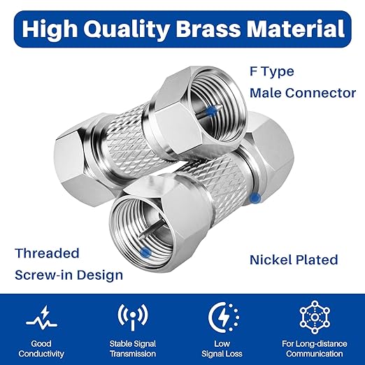 Conector Coaxial Macho a Macho F Tipo RG6 2 Pack 75ohm miniatura 2