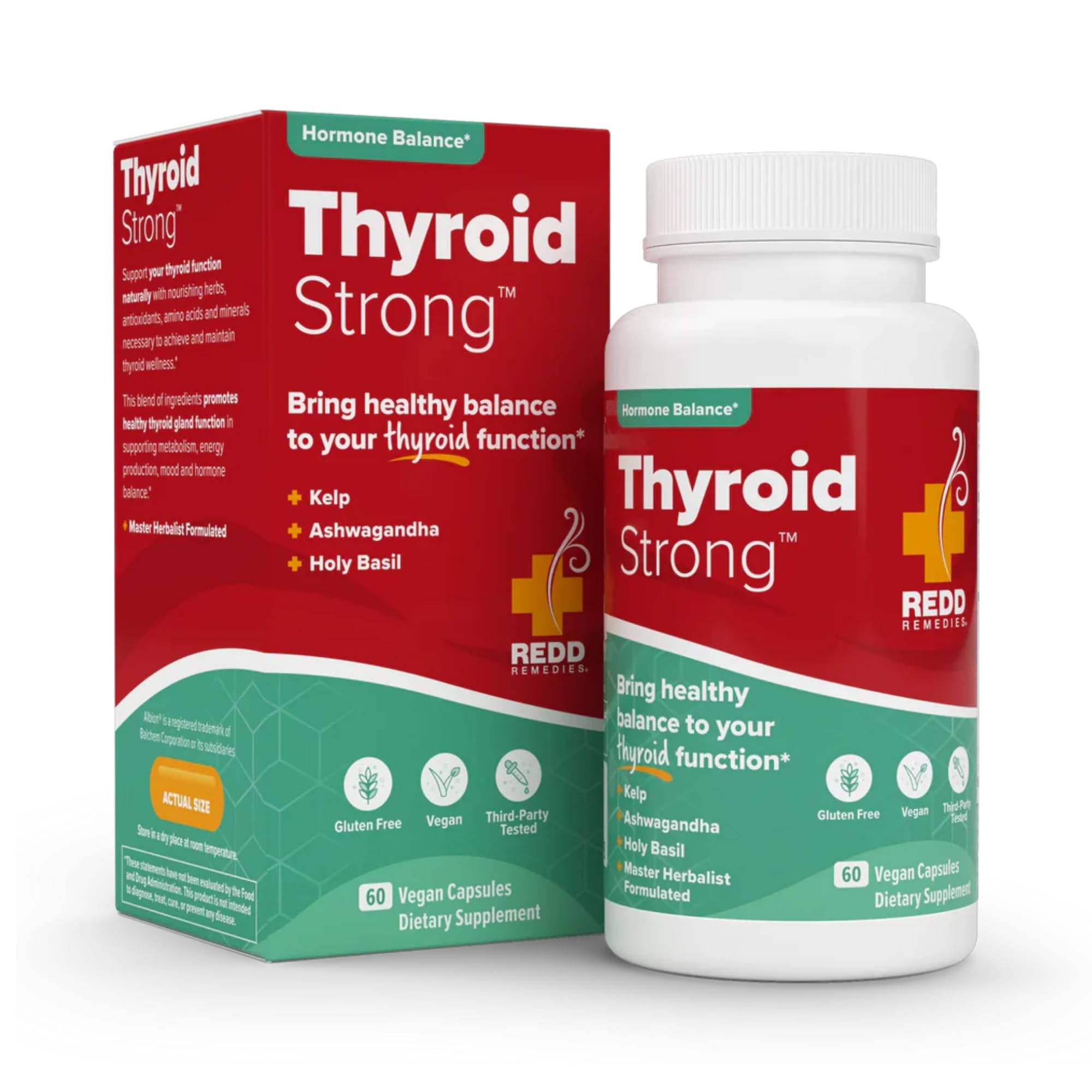 Redd Remedies, Thyroid Strong, Supports Healthy Thyroid Function and Balance, 60 Vegan Capsules Standard Packaging