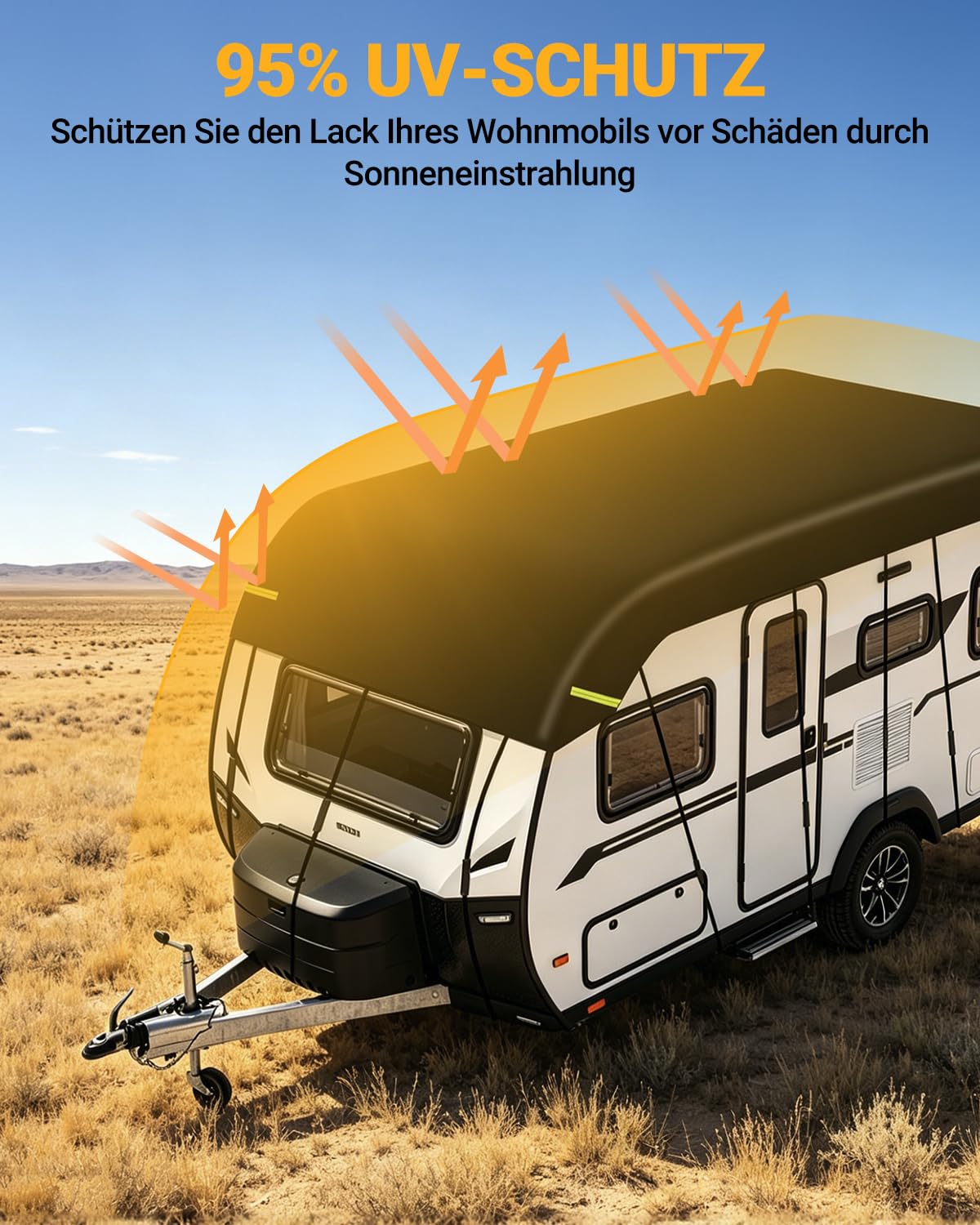 7,5x3m Wohnwagen Abdeckung Wasserdicht,210D Oxford Abdeckplane Wohnmobil Dachabdeckung für Wohnwagen Reißfest Schützt vor UV Regendicht