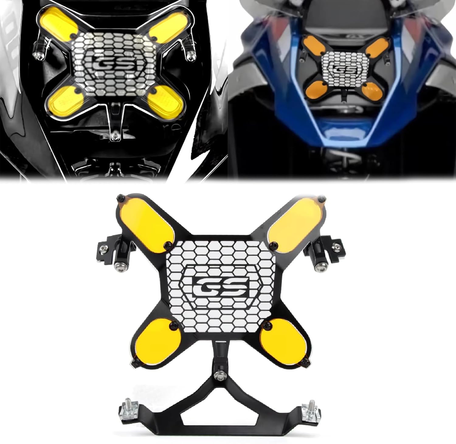 For R1300GS R1250GS R1200GS motorcycle headlight protector headlight protective mesh decorative cover R 1300 GS R1200GS 2023-2024 2025 (Yellow)