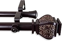 Vista 4 de Rod Desyne Barra de cortina doble Jypsiere de 1 pulgada, 28-48 pulgadas, caoba