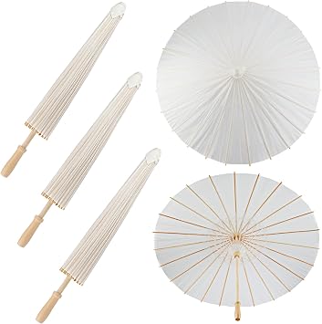SAYAYA 3 Pieces 33 Inches Large White Paper Umbrellas Parasol Decorative Chinese Japanese Parasol Rainproof Oiled Paper DIY Painting Umbrellas for Wedding Bridal Showers Party Decor 3 PCS