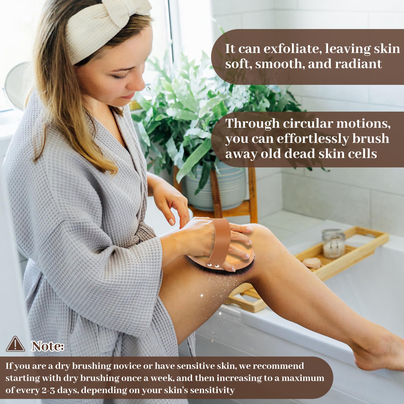 2 cepillos secos, corporal con finos alambres de cobre y cerdas de crin de caballo, cerdas naturales, exfoliante, promueve el drenaje linfático y la regeneración de la piel (2 unidades