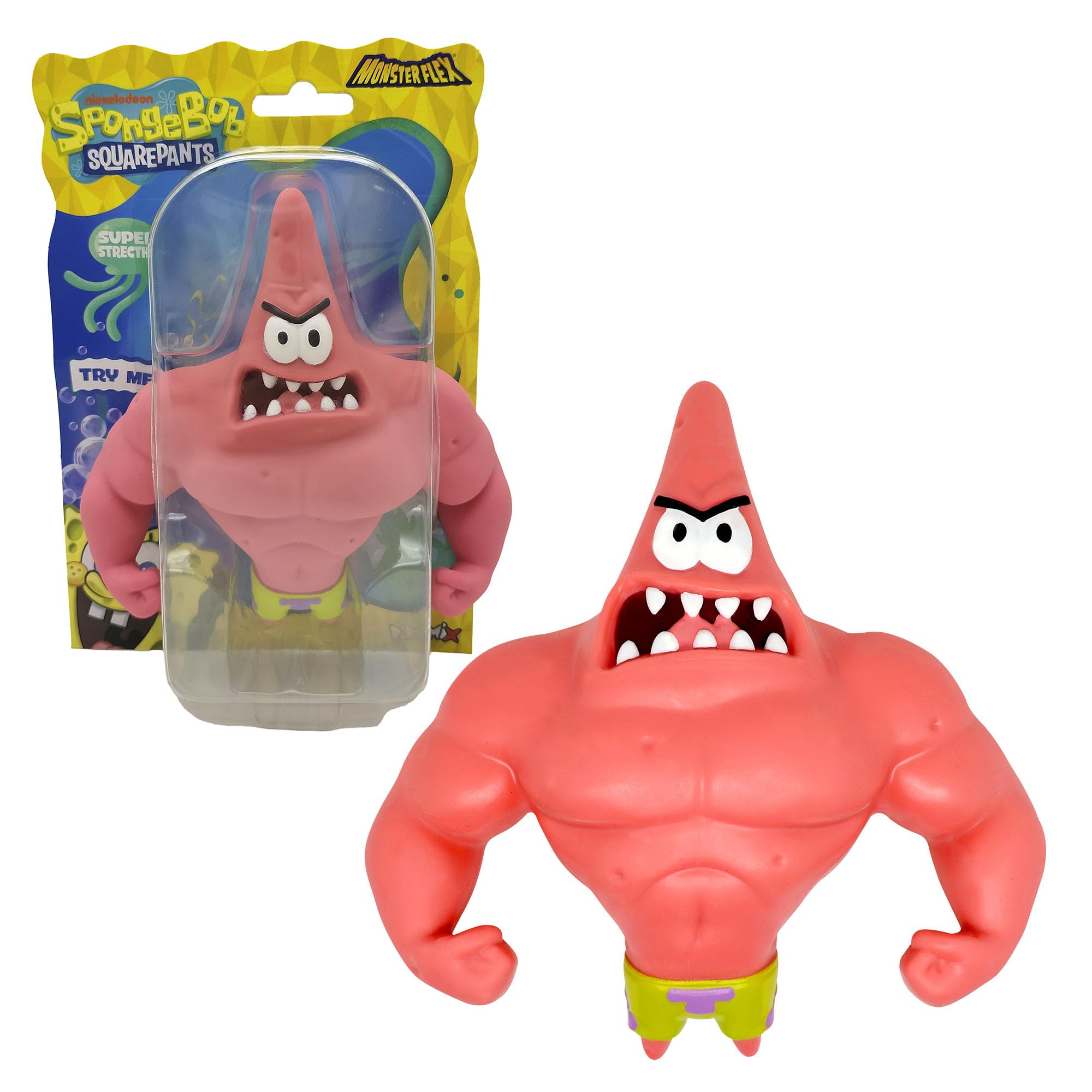 Bizak Monsterflex Bob Esponja Figura Patricio Musculado, muñeco súper Extensible y elástico, Producto Oficial Nickelodeon, 4 Modelos para coleccionar, para Fans y niños Desde 6 años (64393003-4)