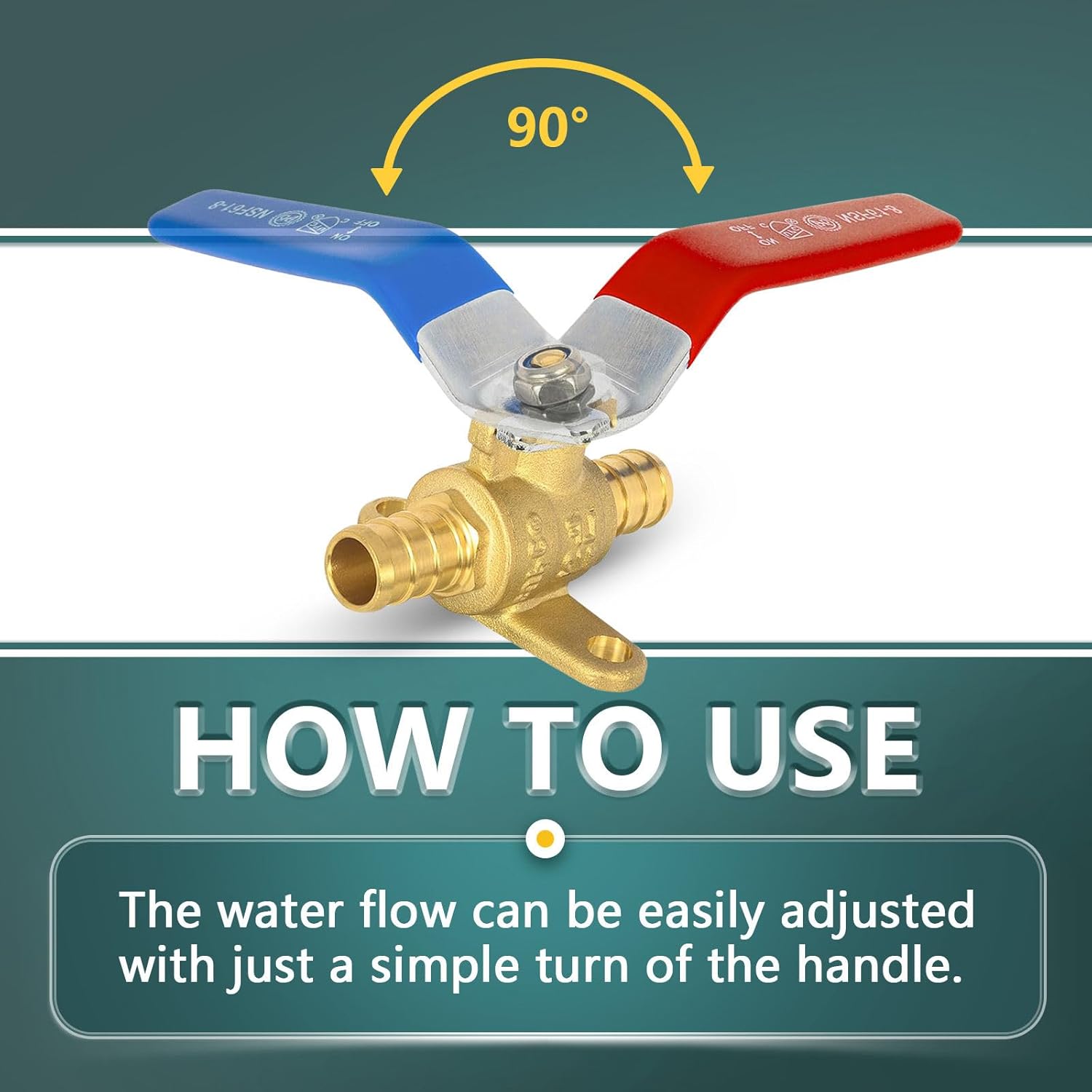 10 Pcs Ball Valves, 1/2" Pex Crimp Shut Off Valve With Drop-ear, Brass Full Port Pex B Shut Off Ball Valve for Water Air Fuel Line Oil Tube, ASTM F1807, UPC Certified