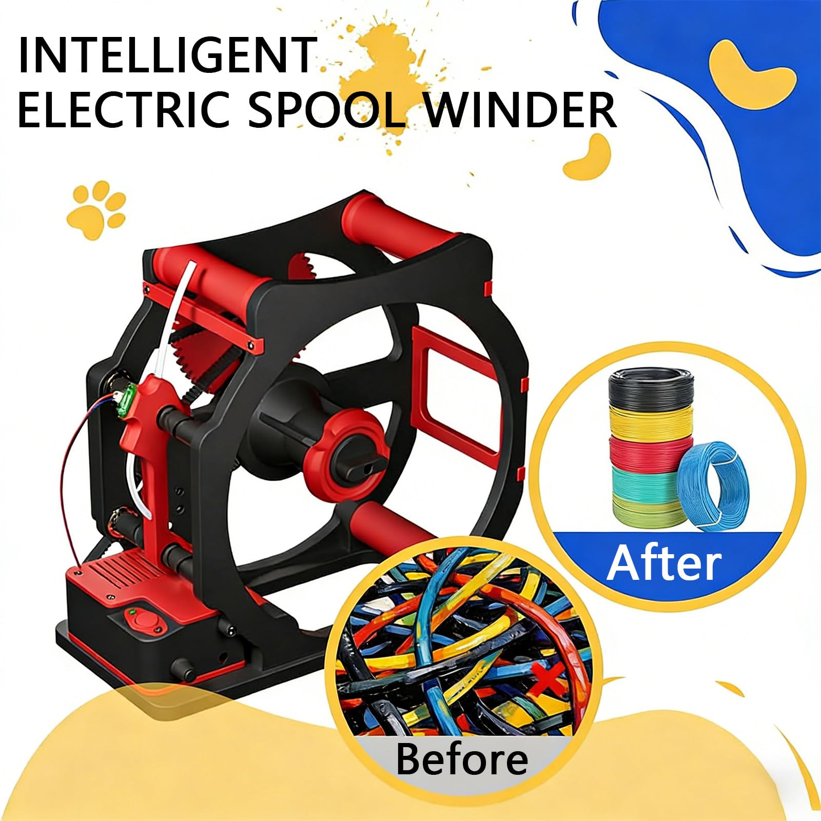Máquina eléctrica de repozo de filamento 3D, bobinadora automática de bobina, bobinado uniforme preciso, velocidad y dirección ajustables, sin enredos, para filamento de impresora 3D