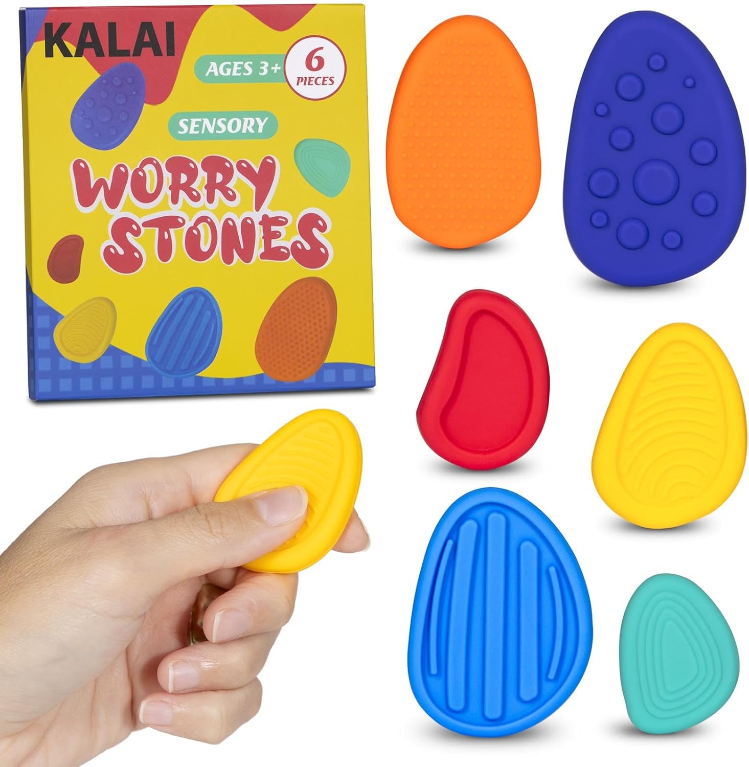Fidget Toys – Set De 6 Piedras Sensoriales De Silicona, Texturas Variadas Y Colores Vibrantes, Juguete Antiestrés Para Niños Y Adultos, Ideal Para Autismo Y Ansiedad