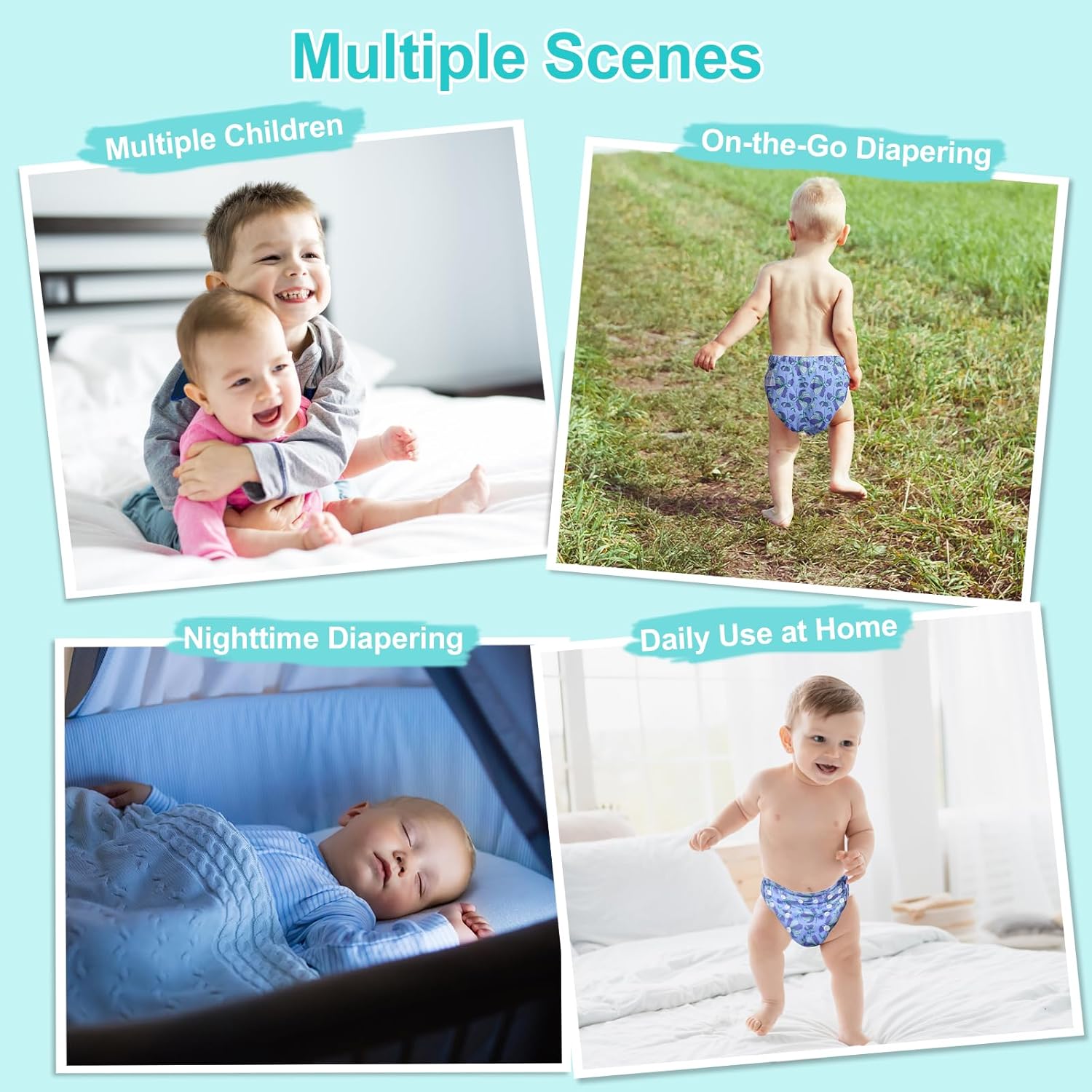 babygoal Newborn Cloth Diapers Pack of 13 for 5-12lbs Preemie Girl, Cloth Diaper Covers 6 Pack with 6pcs Inserts and Wet Bag, Reusable Washable & Waterproof - Image 4