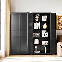 Vista 27 de Letaya Armarios de almacenamiento de metal para garaje con puerta con cerradura y estantes ajustables, gabinetes de herramientas de acero