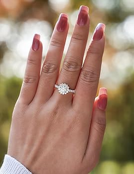 Amazon | IMOLOVE ソリティア 婚約指輪 女性用 ヘイローリング