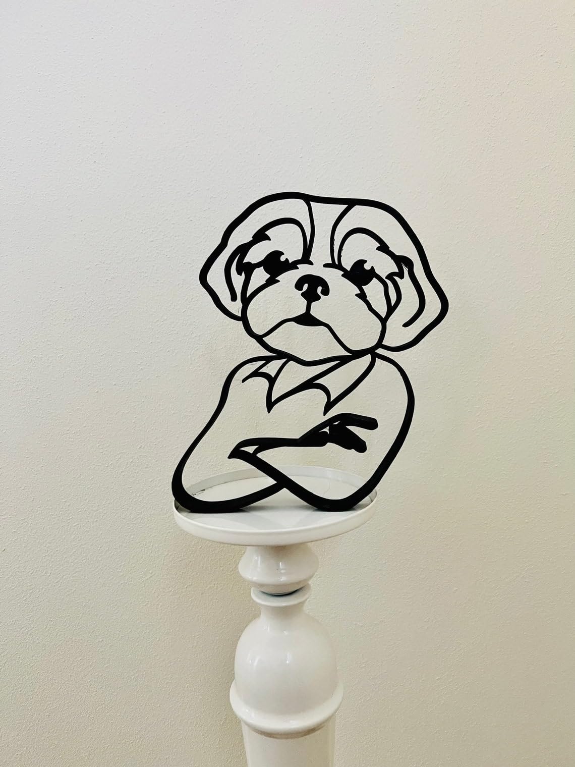 EROTNGO Adorable Shih Tzu Dog Caricature Sculpture - Minimalist Cookie Tabletop Decor for Bookshelf, Windowsill, and Walls 4