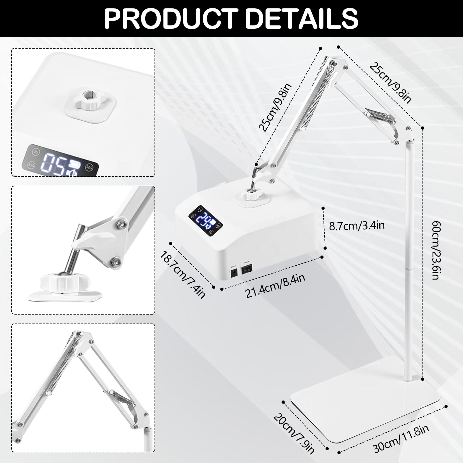 Lámpara UV LED Uñas, Lámpara UV de Pie de 78 W con Temporizador de 15/30/60/90 s Lámpara de Uñas con Sensor Infrarrojo y Pantalla LCD Lampara LED Uñas con Soporte y Portalámparas para Manos y Pies