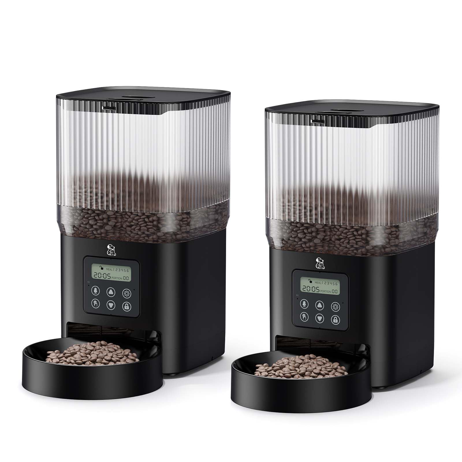 Olelica Automatic Cat Food Dispenser,2 Packs 5L Automatic Dog Feeder Programmable Control 1-6 Meals Per Day,Automatic Pet Feeder for Cats and Dogs,10s Voice Recorder & Dual Power Supply