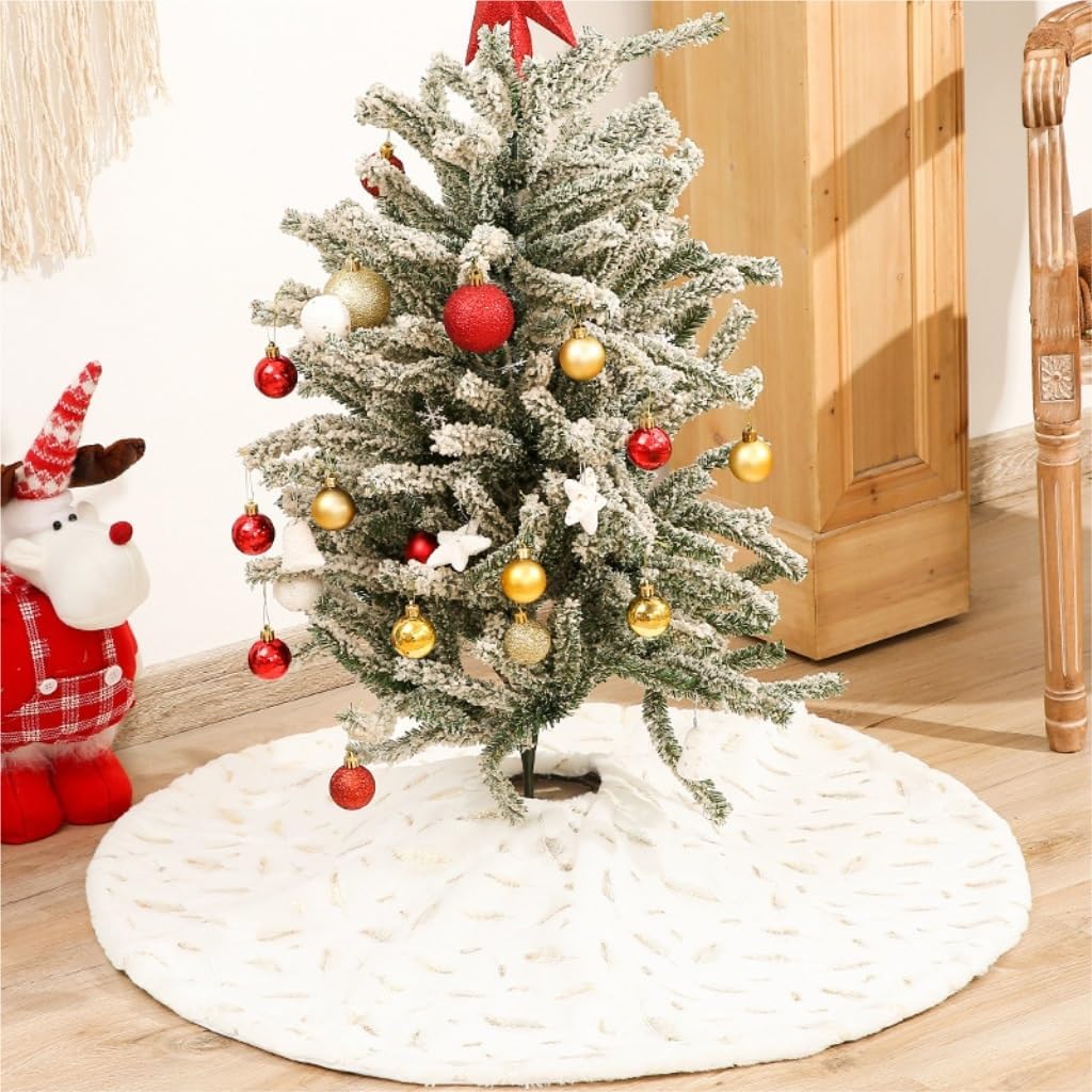 Tree Skirt Christmas Christmas Tree Skirt Bronzing Feather Style Christmas Tree Skirt Decoration Christmas Tree Bottom Apron Dress Christmas Skirt Tree