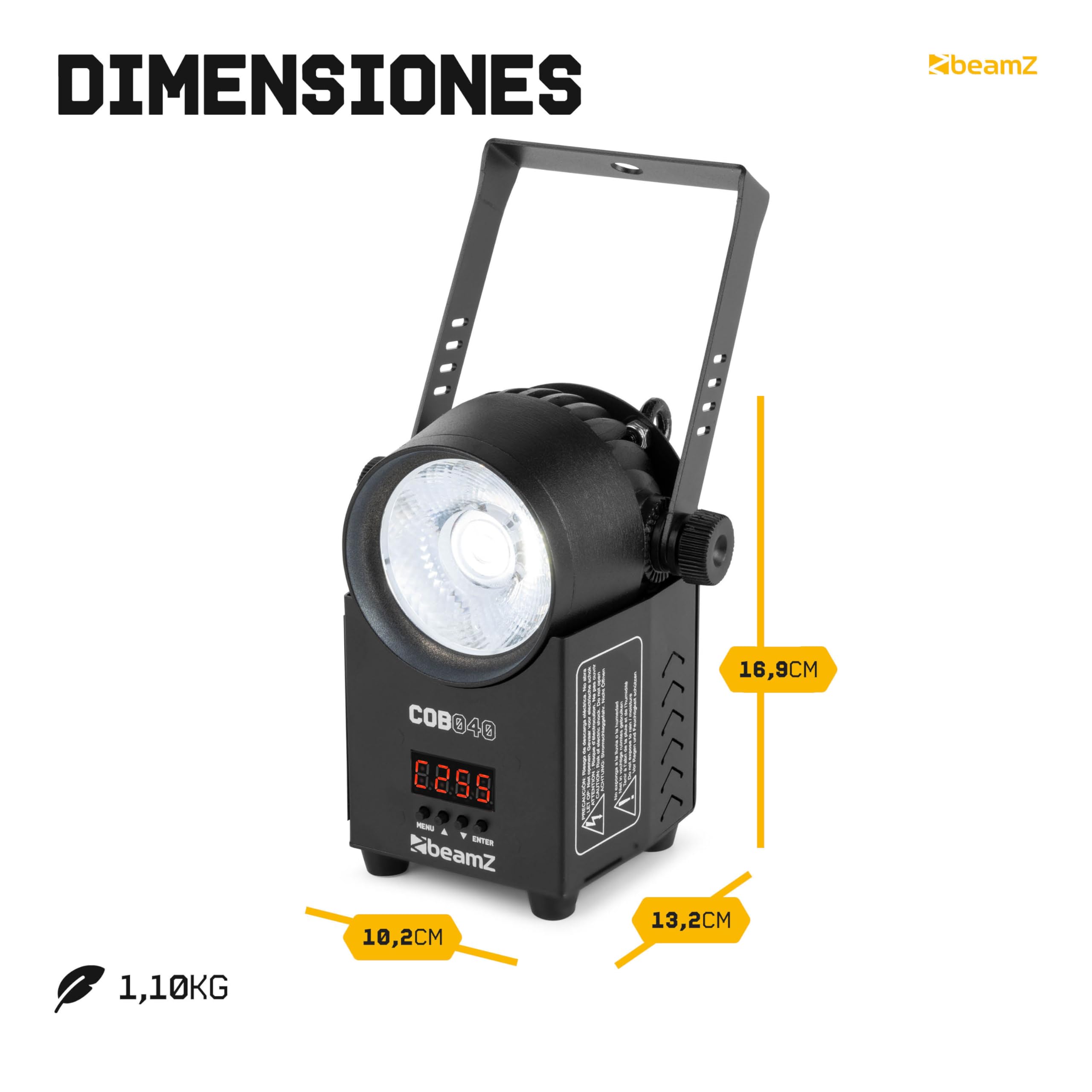 BeamZ COB040 Spot LED COB bicolor 40W DMX | Haz uniforme y suave, reproducción natural del color, regulación precisa, para teatro y estudio