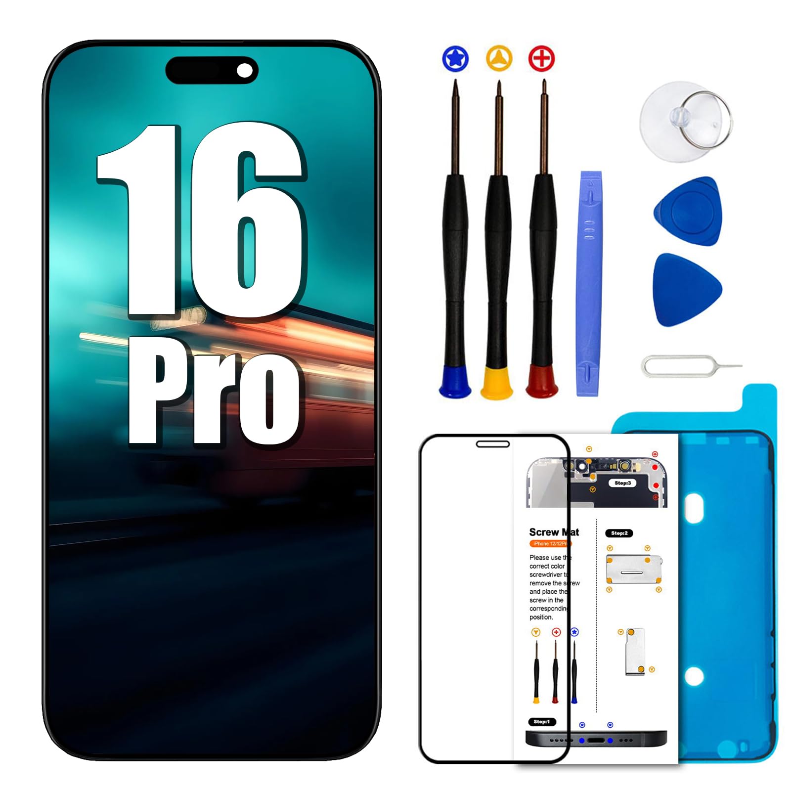 Amazon.co.jp: iPhone 16 Pro 画面交換 6.3インチ、LCD ディスプレイ