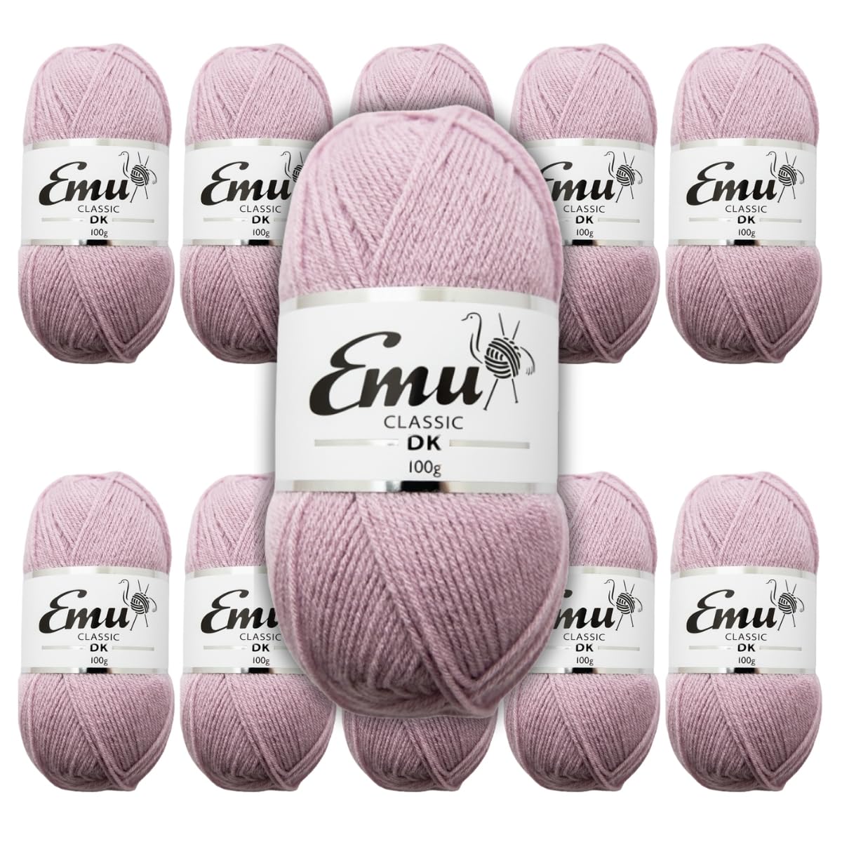 Emu Classic DK Acrylic Yarn 100g Balls 282m, Pack of 10, Dusky - 130