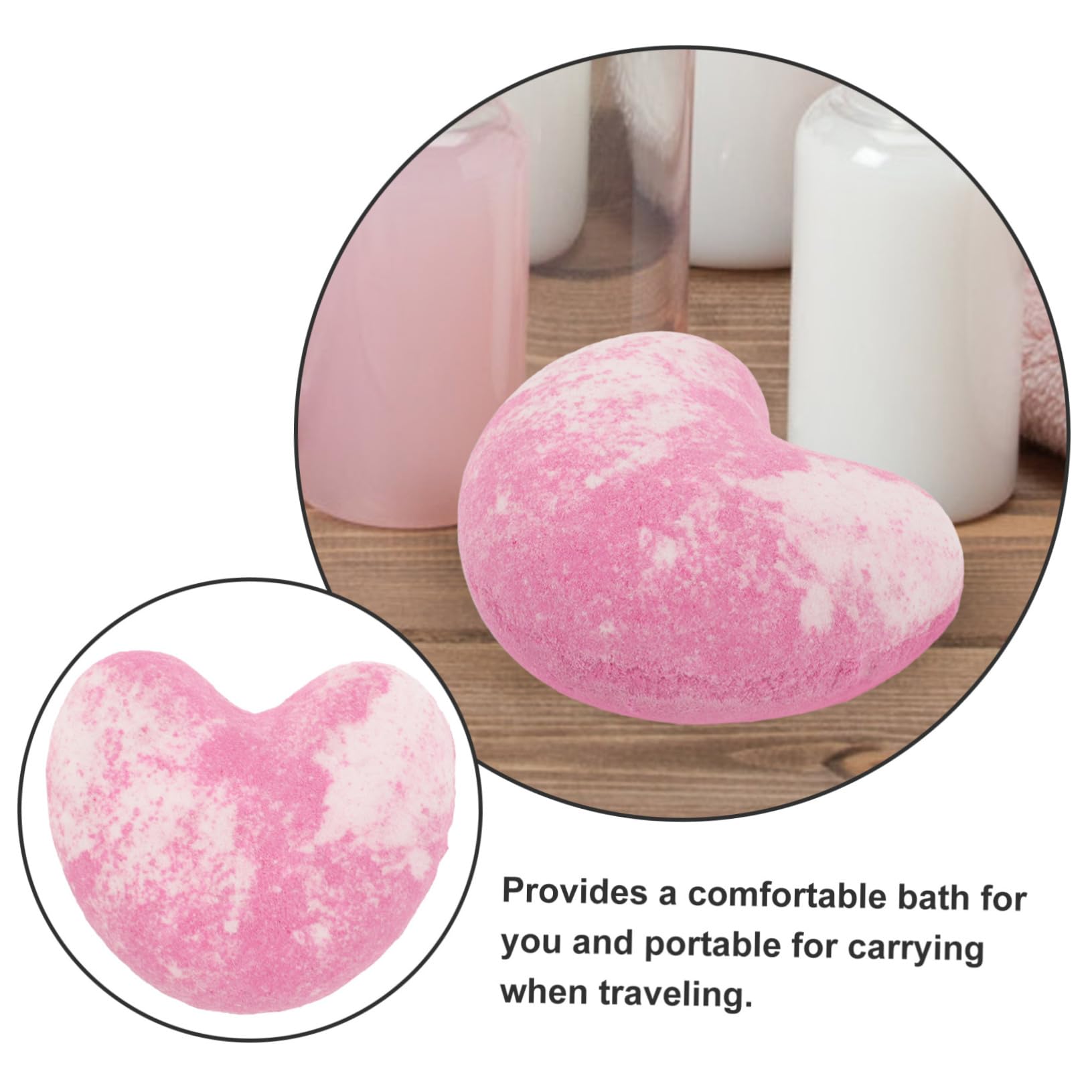 HONMEET Heart Bath Salt Ball Natural Spa 40g for Valentine's Day Present Aromatherapy