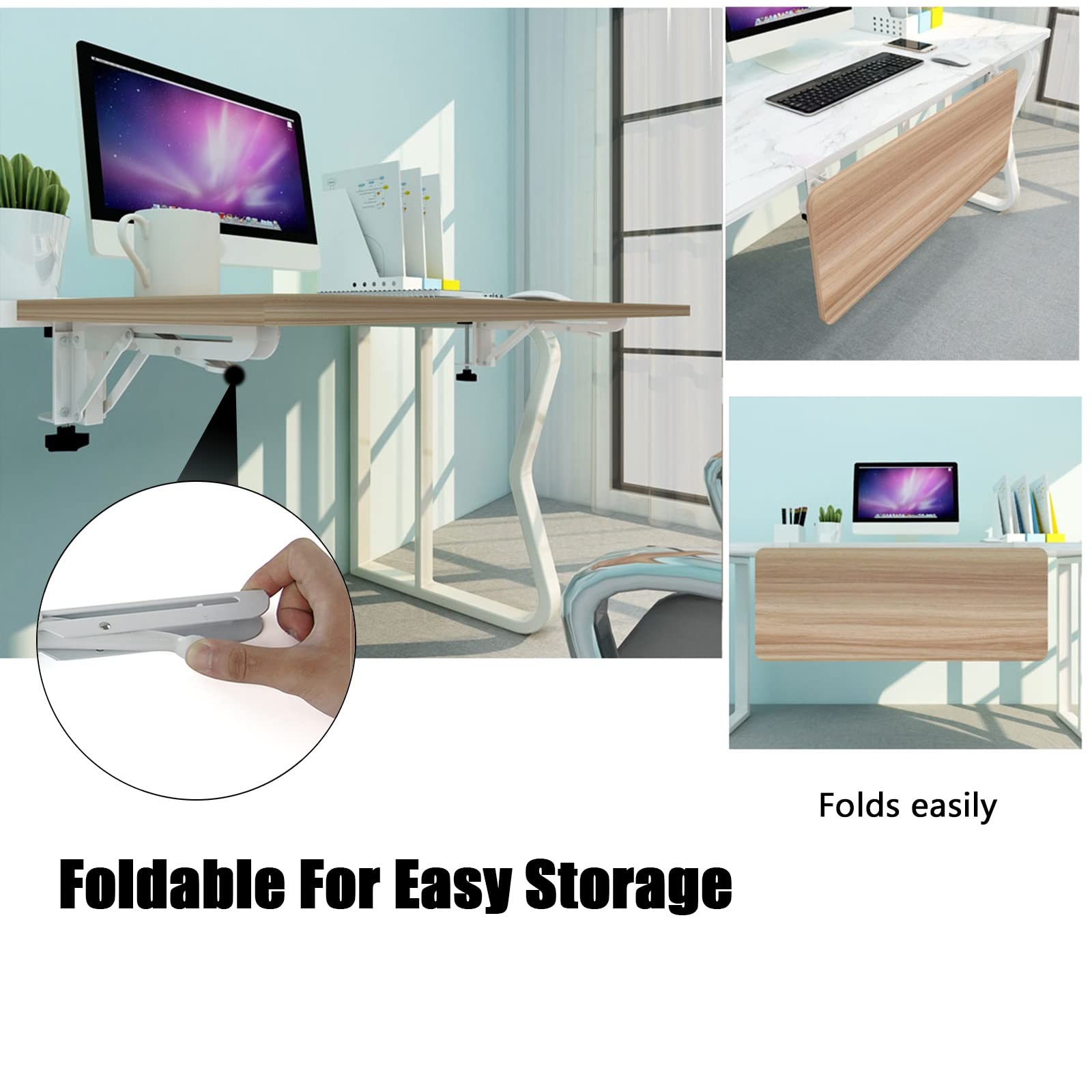 Prolunga Scrivania Pieghevole - Vassoio Ergonomico Per Monitor E Tastiera - Foto 4