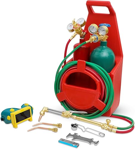 MIU-1516 Kit de antorcha de oxígeno acetileno con tanque de gas (Metal ABS), kit de antorcha de soldadura fuerte portátil con medidor de oxígeno