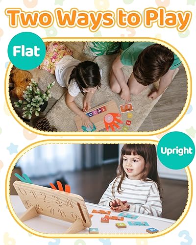 Miniatura 4 de Juguetes de aprendizaje Montessori para niños pequeños de 2 a 4 años, tablero de doble cara para contar con los dedos y trazar números, bloques de
