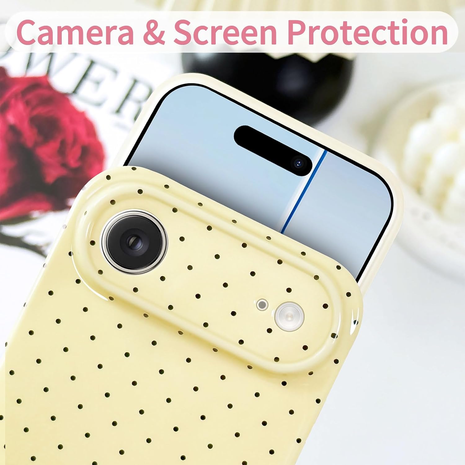 Hython for iPhone Air Case Cute Polka Dot Aesthetic Design Simple Cover 6.5", Thin Slim Anti-Scratch Soft TPU Bumper Shockproof Rubber Protective Phone Cases for Women Girls Girly Boys, Yellow thumbnail