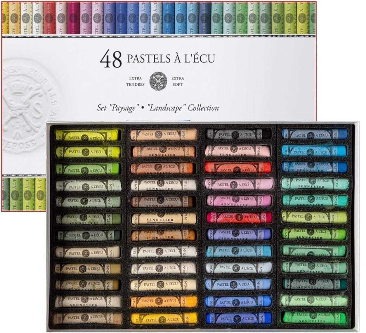Sennelier Dry Pastel zestaw 48 miękkich pastelek w tabliczce pastelowe krajobraz ekstra drobny — jakość artystyczna