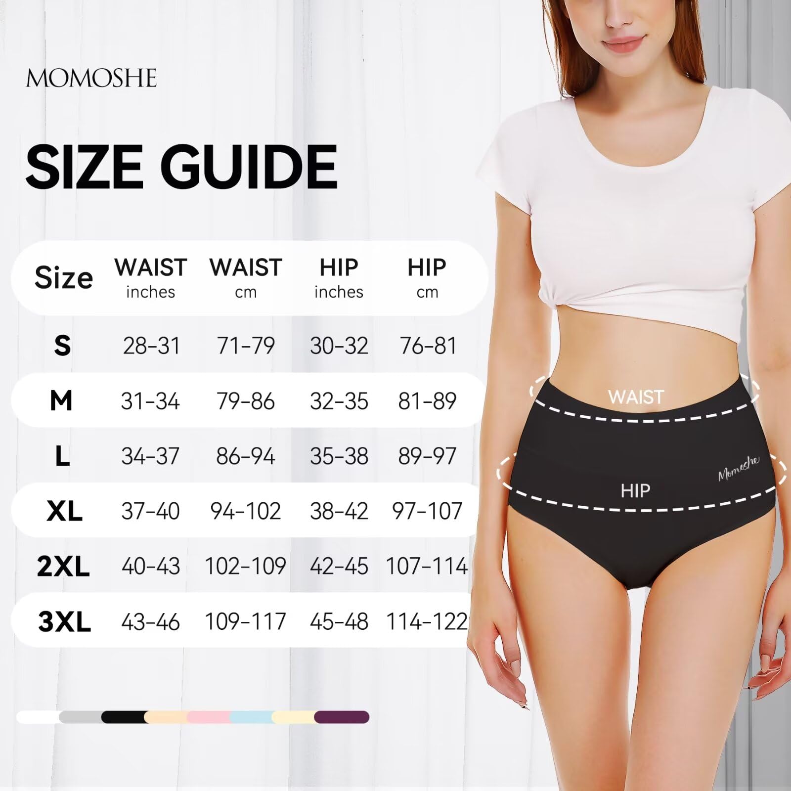 Momoshe Mutande Donna Cotone Vita Alta Pacco da 5 Slip Traspirante Culotte Comode Elasticizzato Intimo